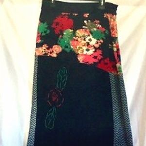 Fleur De Lis Black Midi Skirt sz Large
